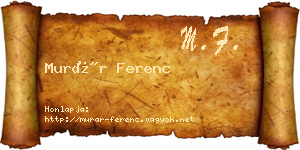 Murár Ferenc névjegykártya